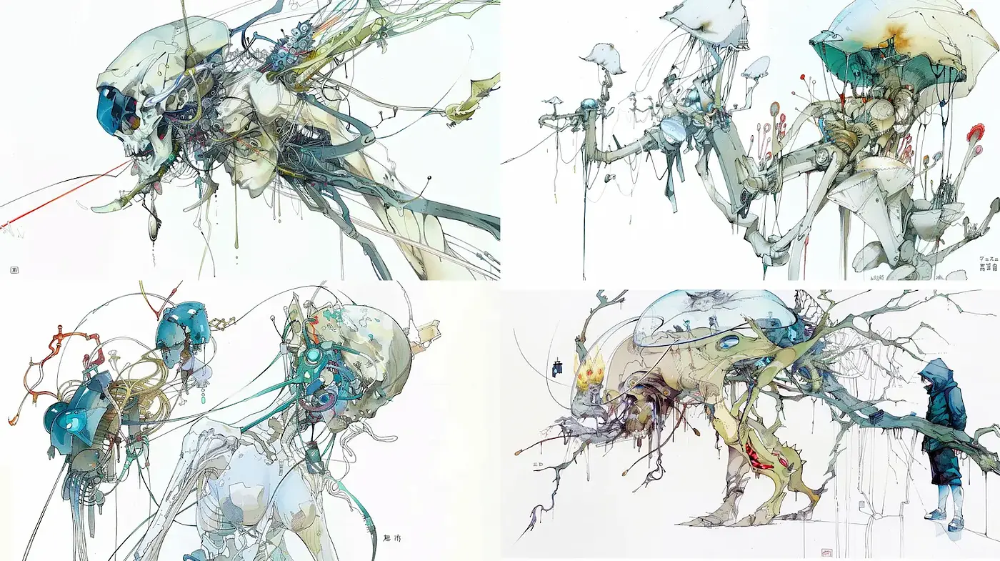 Futuristic and Organic Fusion of Nature and Technology - Midjourney sref style