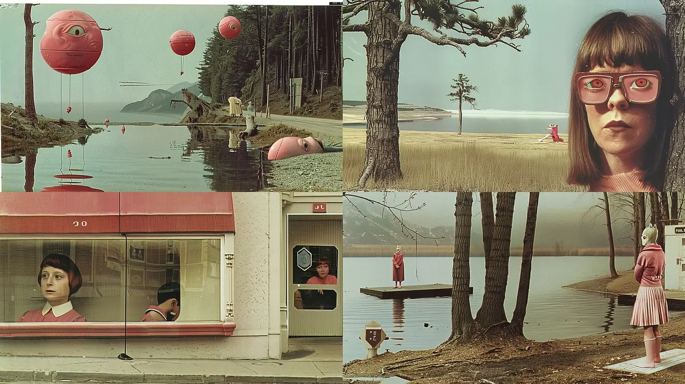 Ethereal Lakeside Whimsy with Surrealist Overtones - Midjourney sref style