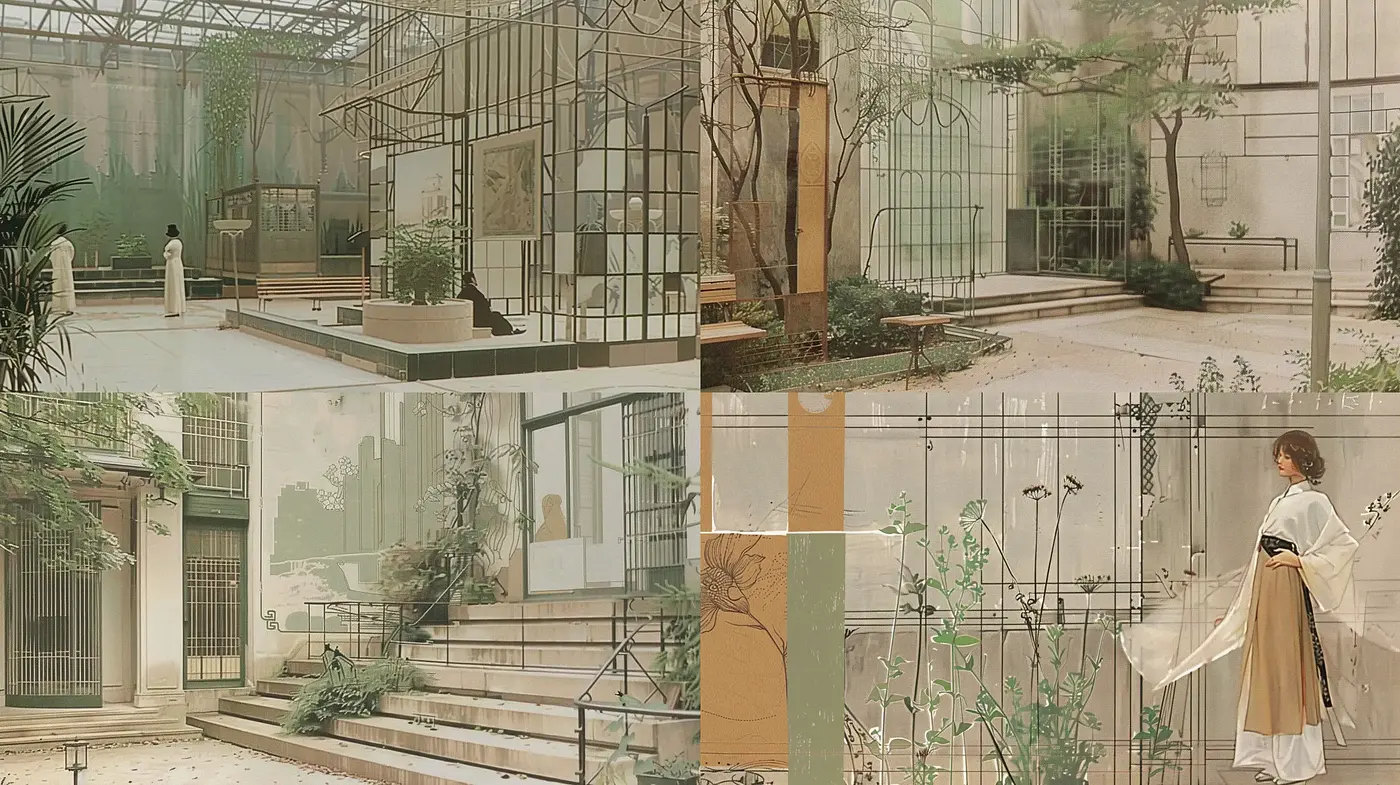 Serene Greenhouse Serenity with a Soft Vintage Palette - Midjourney sref style