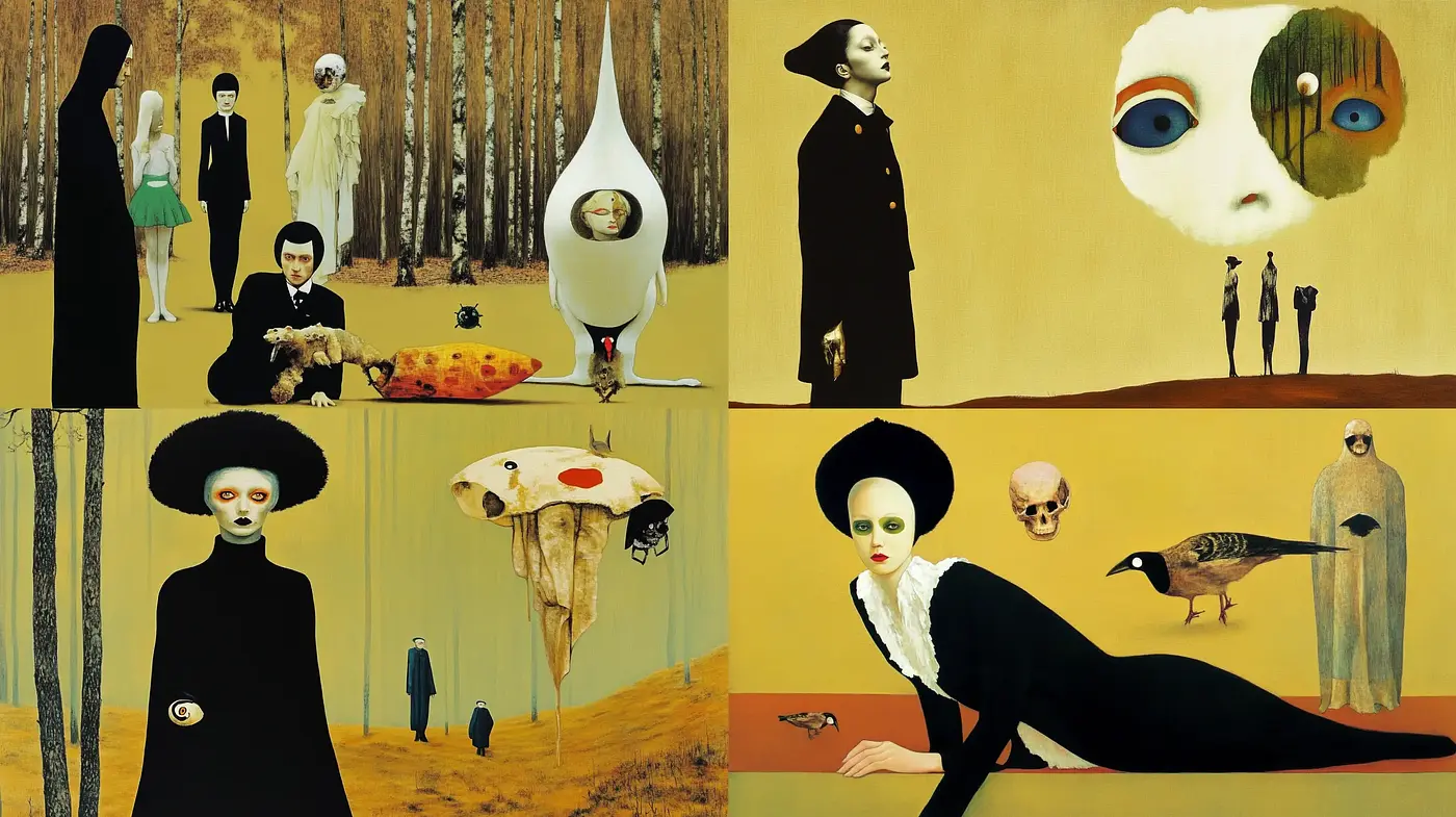 Surrealist Dreamscapes: A Homage to Dali and De Chirico in Sepia Tones - Midjourney sref style