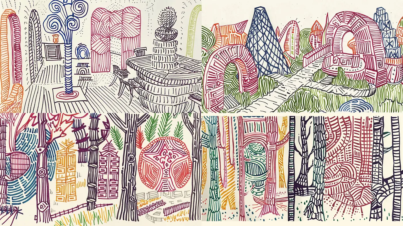Contemporary Fauvist Fusion with Stylized Urban Tapestry - Midjourney sref style