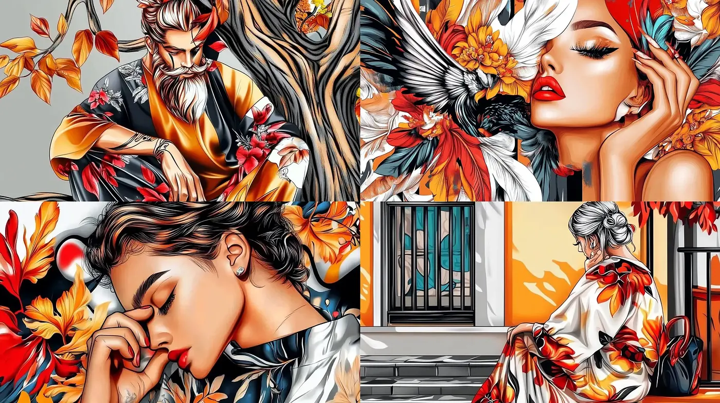 Vibrant Florid Illustrations with a Modern Graphic Novel Flair - Midjourney sref style