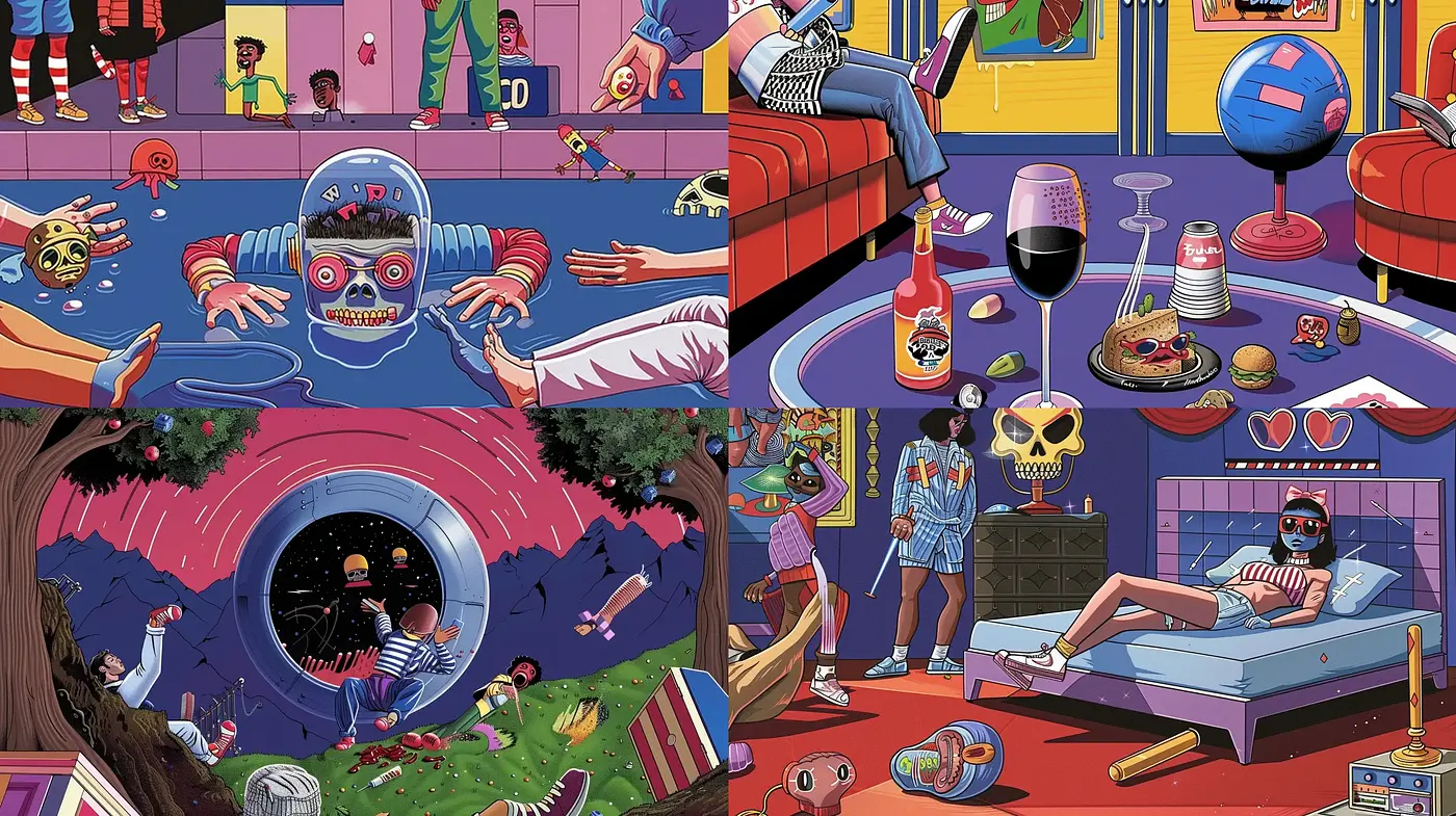 Eclectic Pop Art Fusion with Surreal Undertones - Midjourney sref style