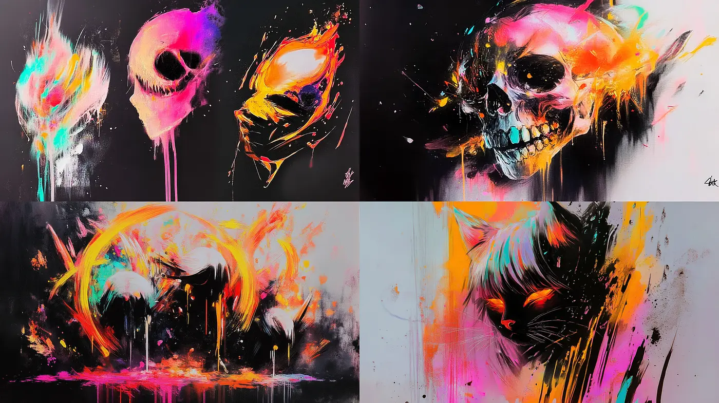 Vibrant and Dramatic Expressive Artwork with Bold Contrasts - Midjourney sref style