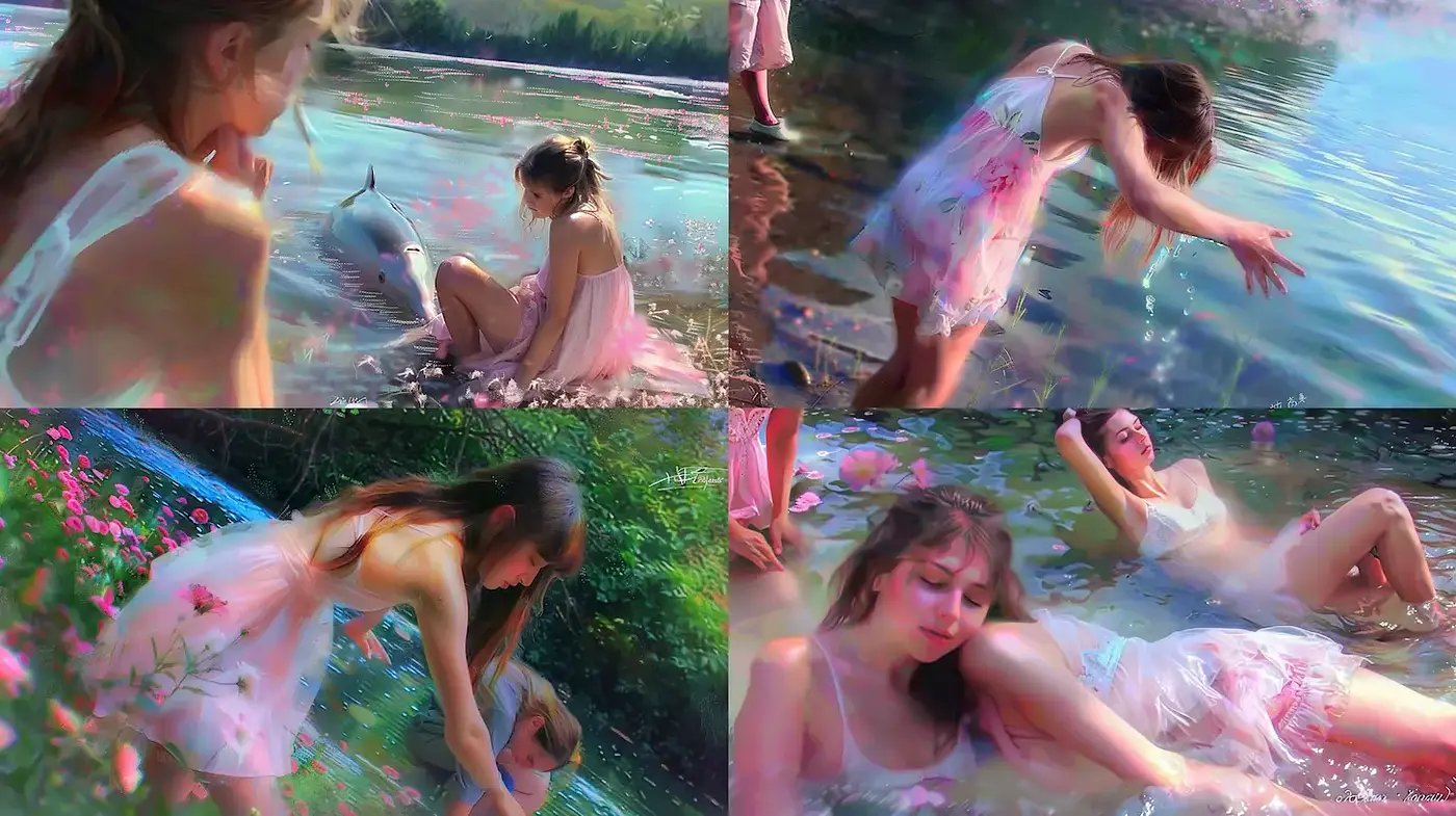 Ethereal and Dreamlike Watercolor Aesthetic with Delicate Figures - Midjourney sref style