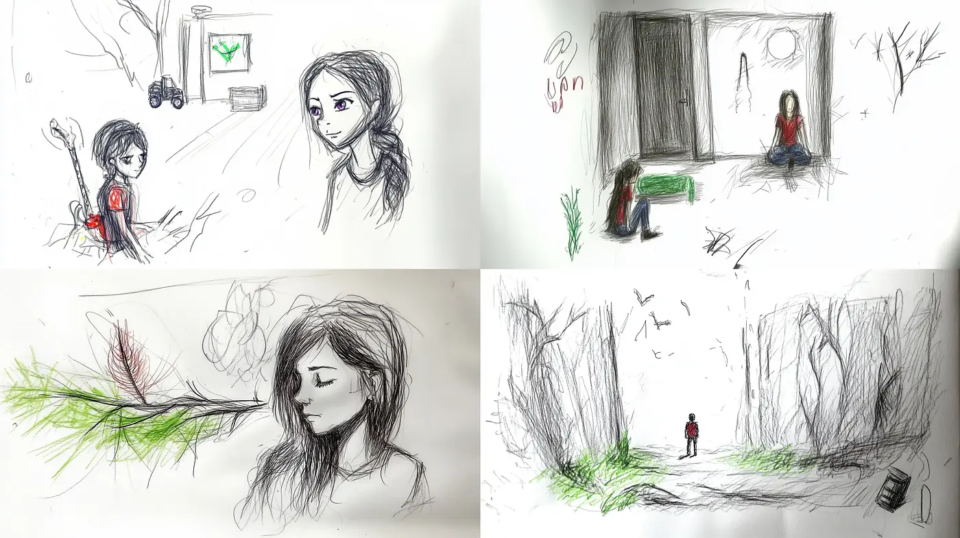 Whimsical Sketches with a Splash of Color - Midjourney sref style
