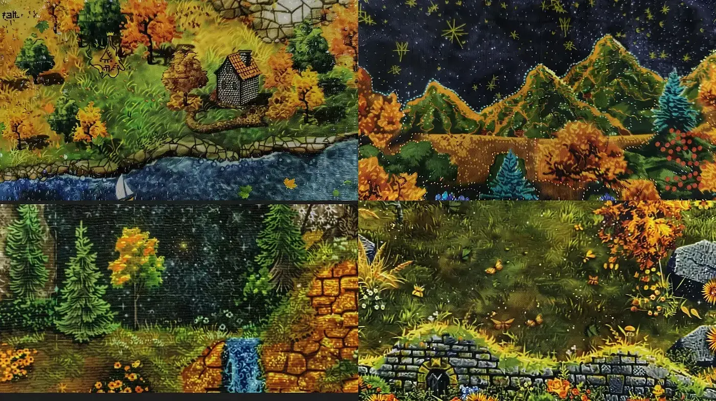 Enchanted Tapestry of Nature: A Fusion of Pointillism and Storybook Illustration - Midjourney sref style