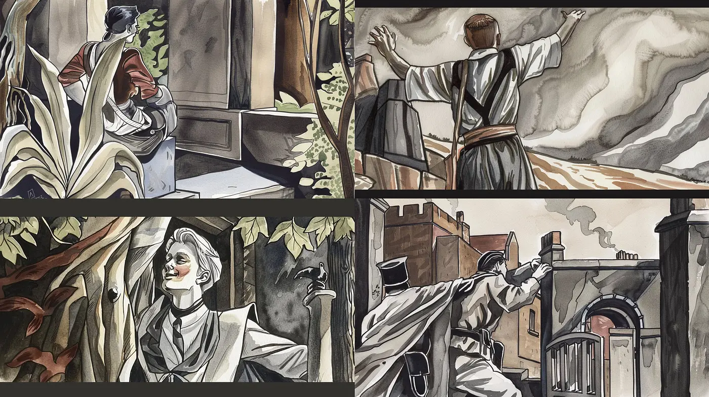 Consistent Sepia-Toned Illustrative Storytelling with Graphic Novel Influences - Midjourney sref style