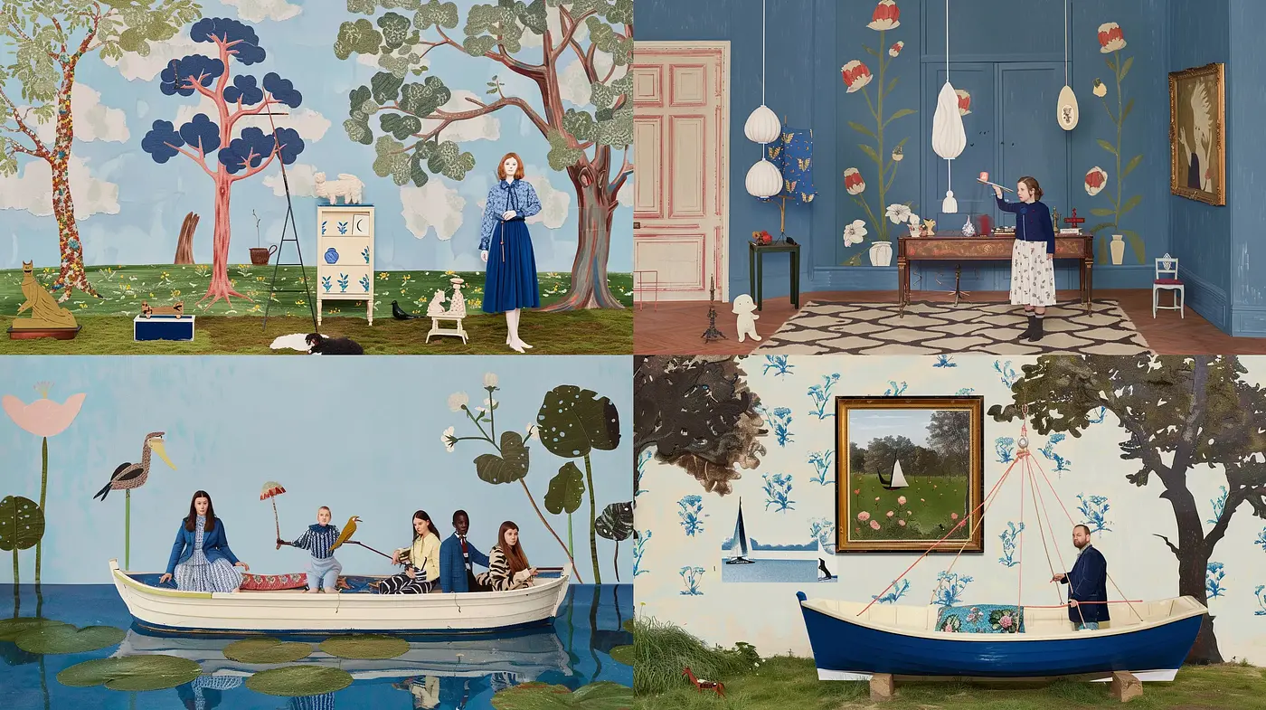 Serene Pastoral Narratives in Contemporary Folk Art - Midjourney sref style