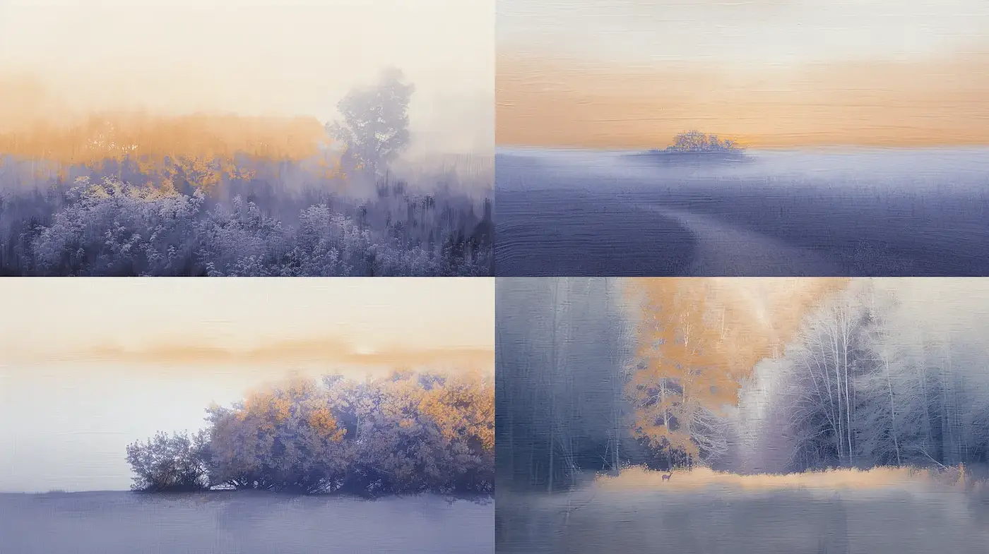 Serene Landscapes with Ethereal Light and Soft Textures - Midjourney sref style