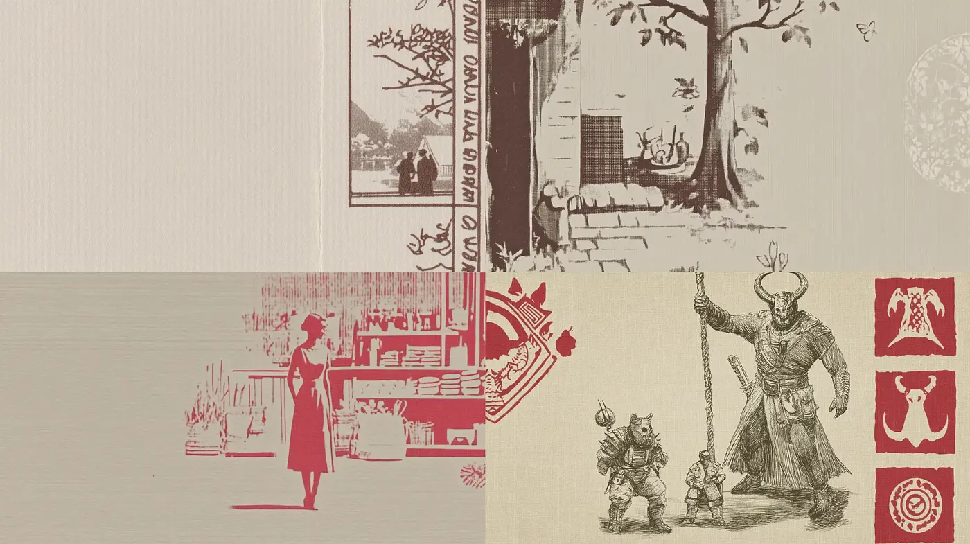 Vintage Ink Wash Fusion with East Asian Aesthetics - Midjourney sref style