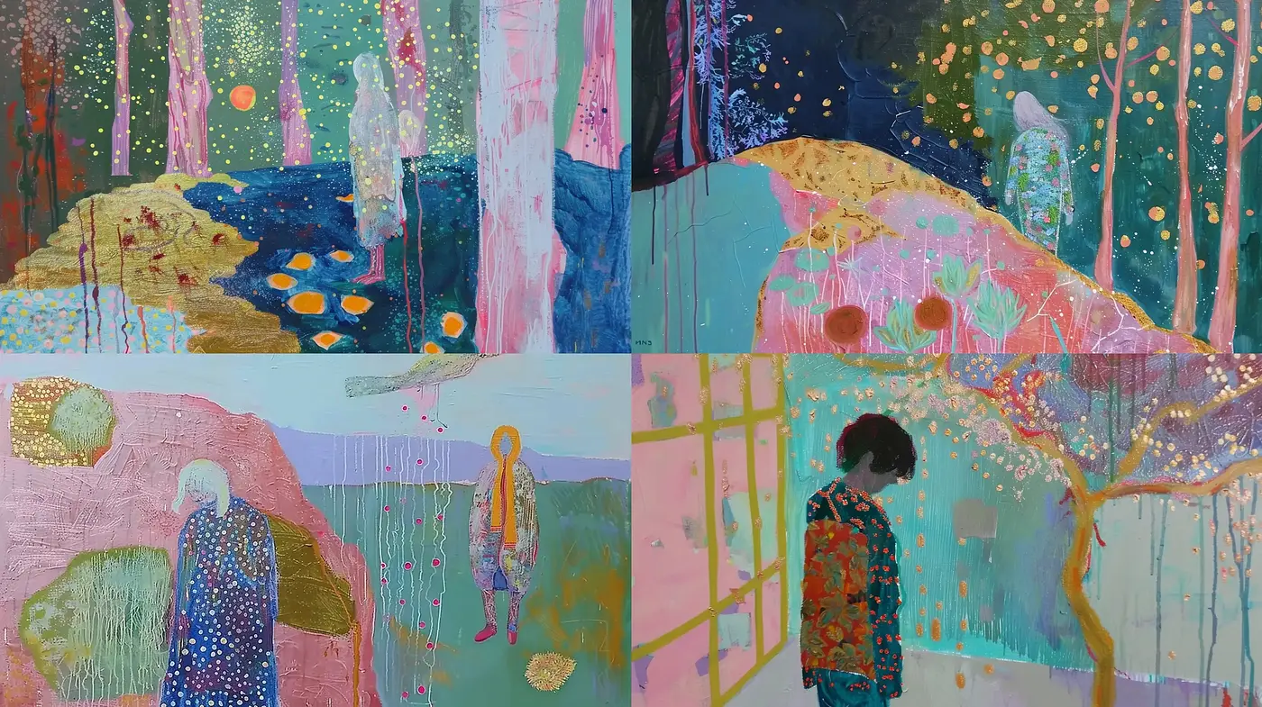 Dreamlike Enchantment: A Whimsical Confluence of Pastel Hues and Impressionist Textures - Midjourney sref style