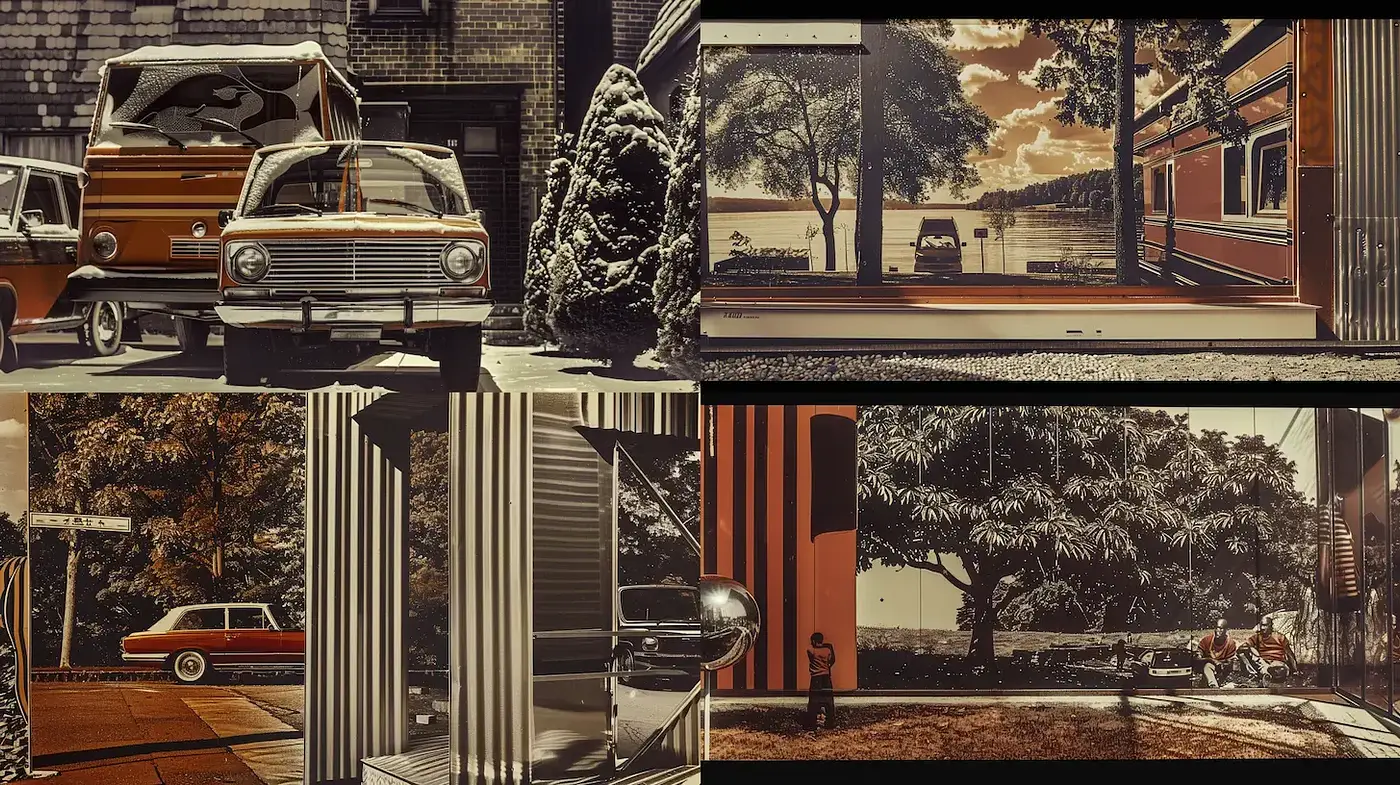Retro-Inspired Nostalgic Aesthetic with Mid-Century Elements - Midjourney sref style