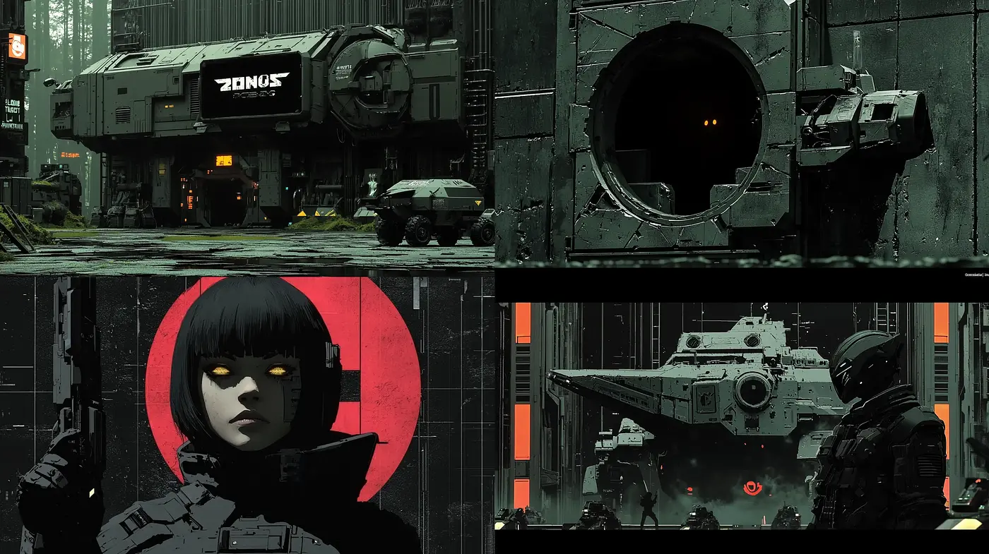Dystopian Monochrome: The Stark Contrasts of a Futuristic Noir - Midjourney sref style