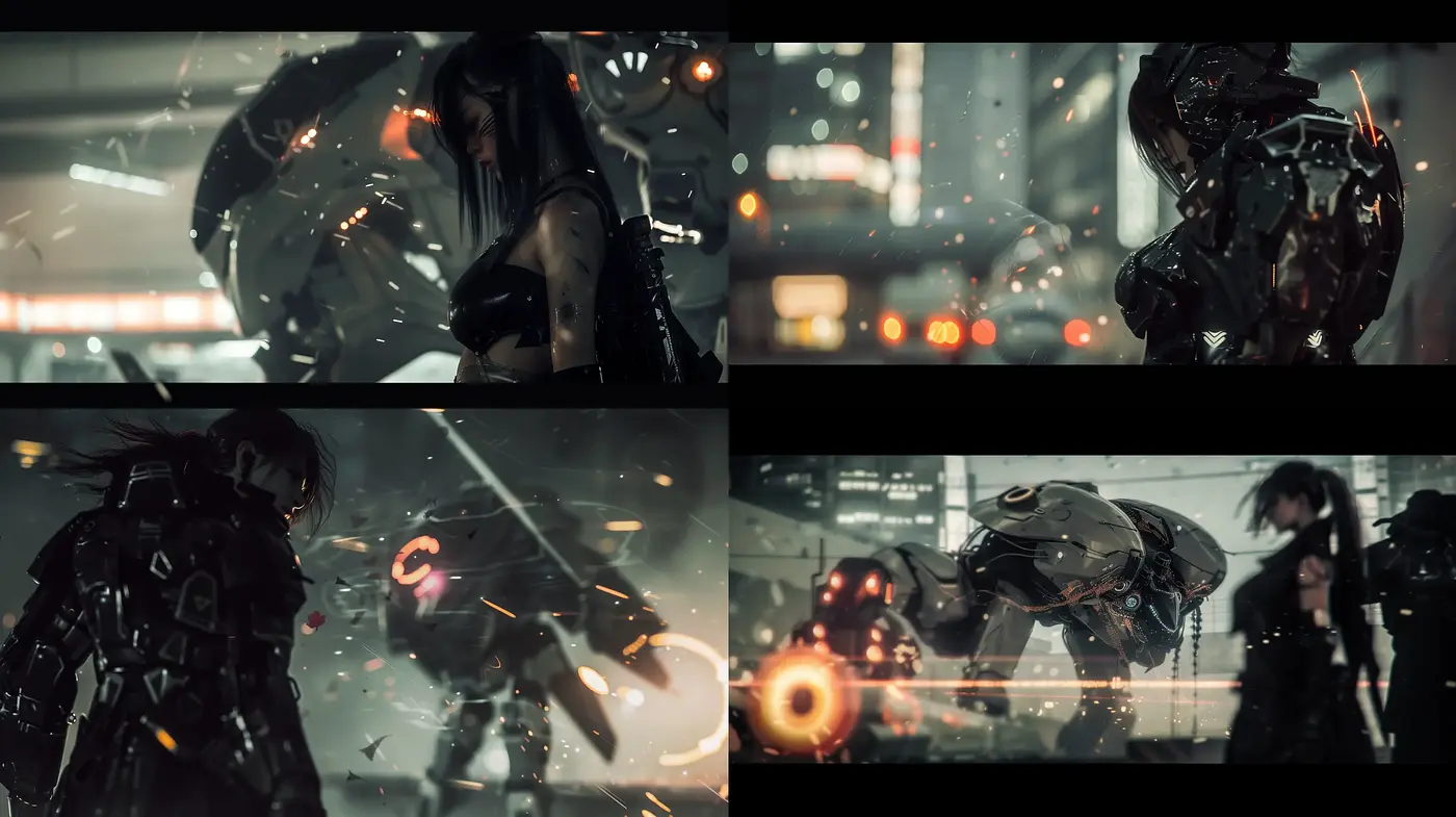 Futuristic Cyberpunk Dreamscape with Neo-Noir Essence - Midjourney sref style