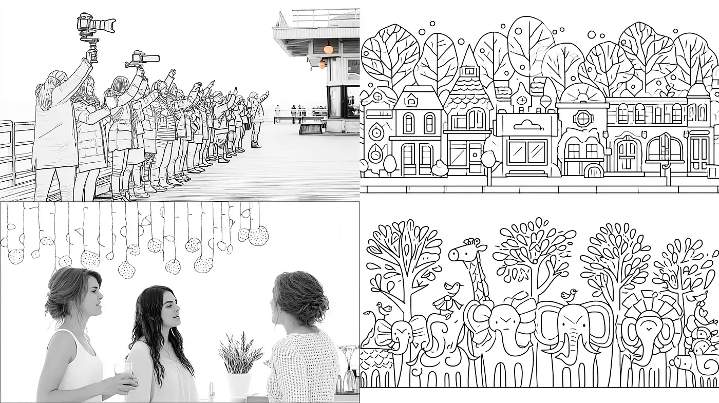Contemporary Whimsical Line Art with a Touch of Minimalism - Midjourney sref style