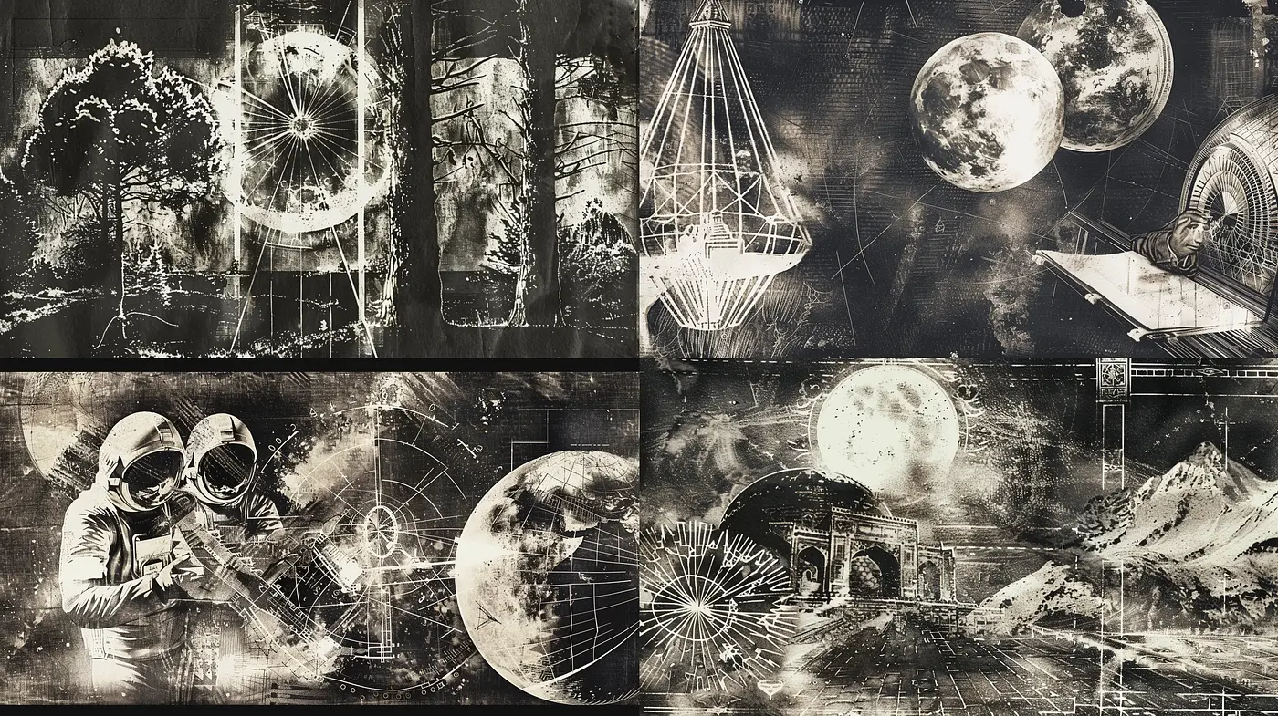 Ethereal Celestial Dreams in Monochromatic Sepia - Midjourney sref style