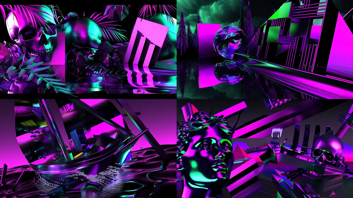 Surreal Neon Dreamscape: A Fusion of Digital Art and Cyberpunk Aesthetics - Midjourney sref style