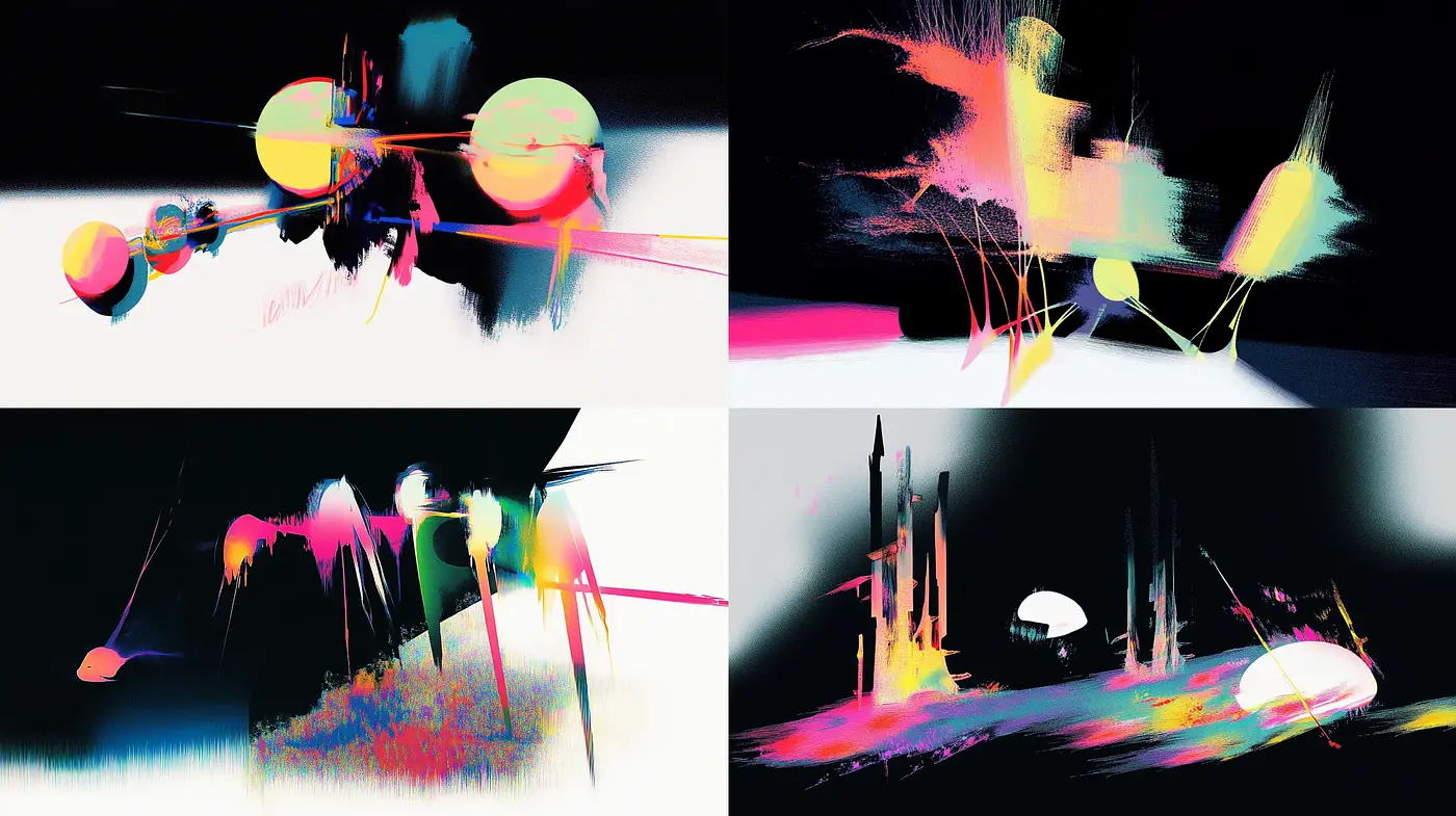Luminous Abstraction: A Synthesis of Neon and Shadows - Midjourney sref style