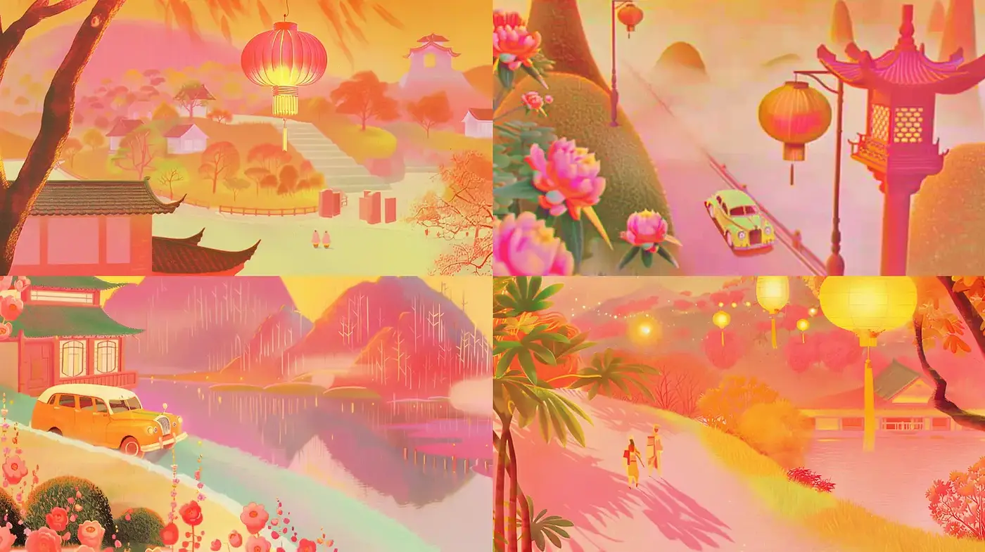 Serene and Harmonious Landscapes with Dreamlike Quality - Midjourney sref style
