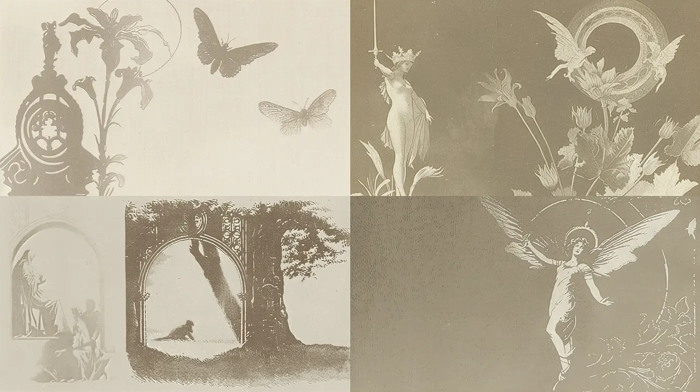 Ethereal Sepia-Toned Dreamscapes with Vintage Fantasy Elements - Midjourney sref style