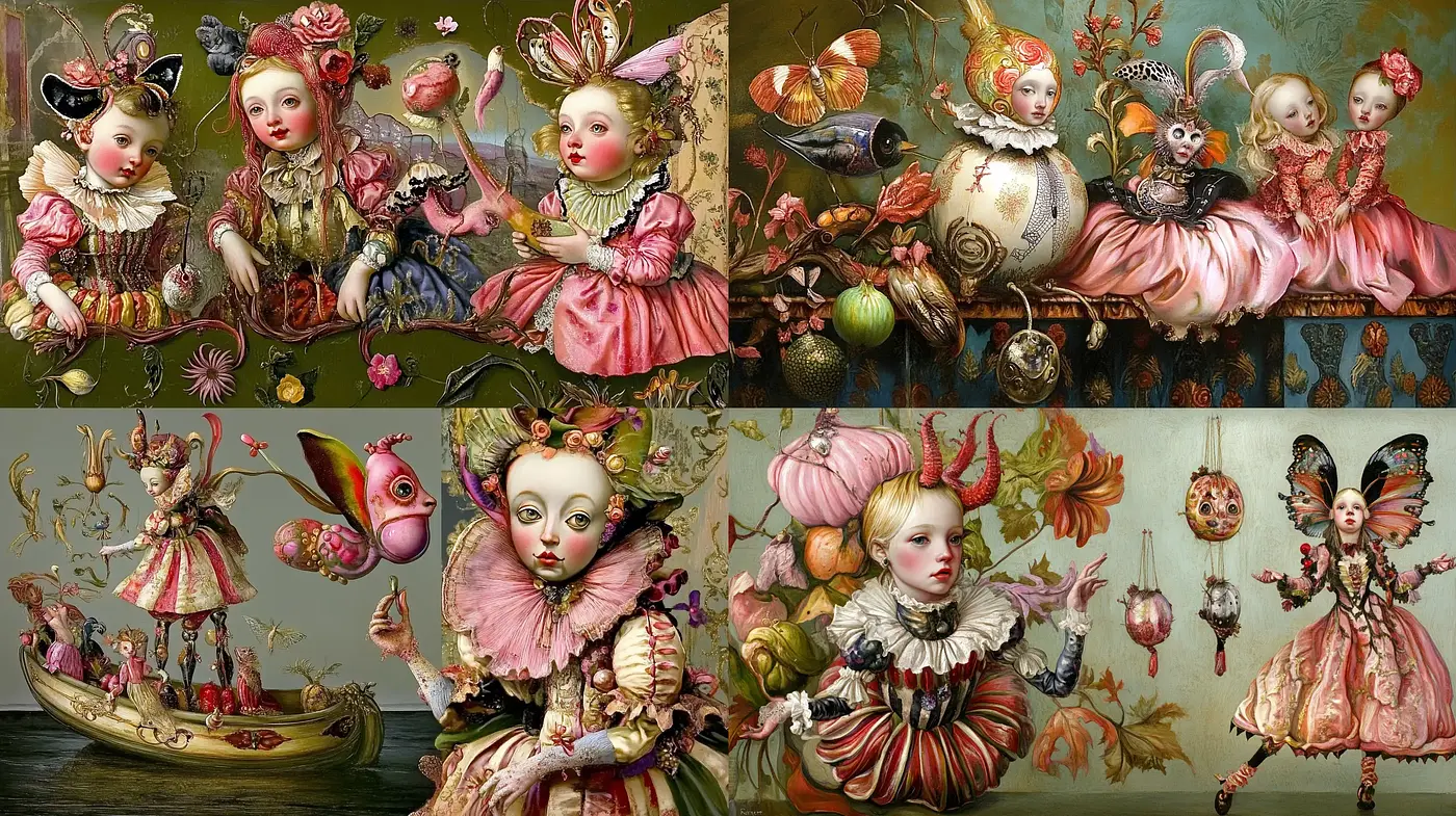 Baroque Fantasia: A Whimsical Reimagining of Historical Opulence - Midjourney sref style