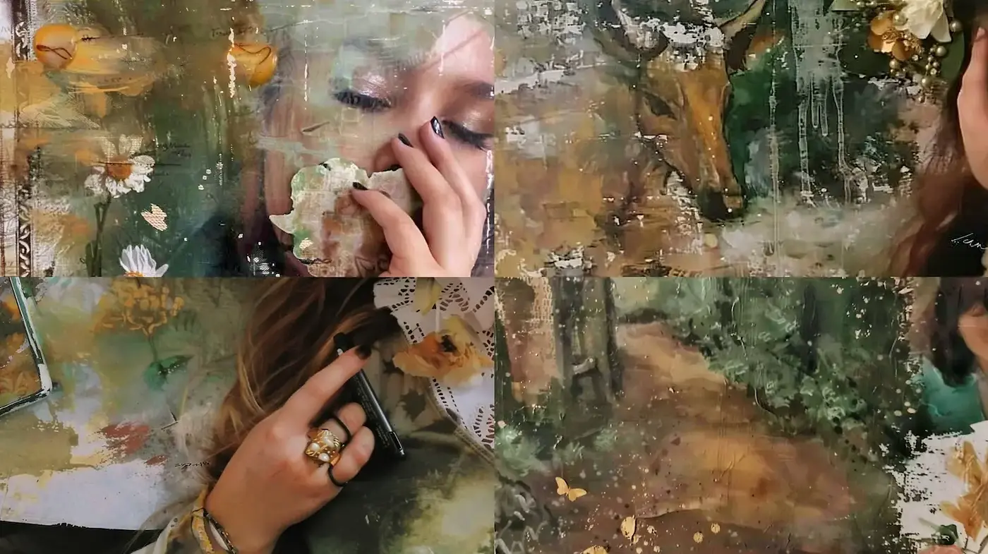 Nature-Inspired, Dreamlike Artistic Expression with Organic Textures - Midjourney sref style