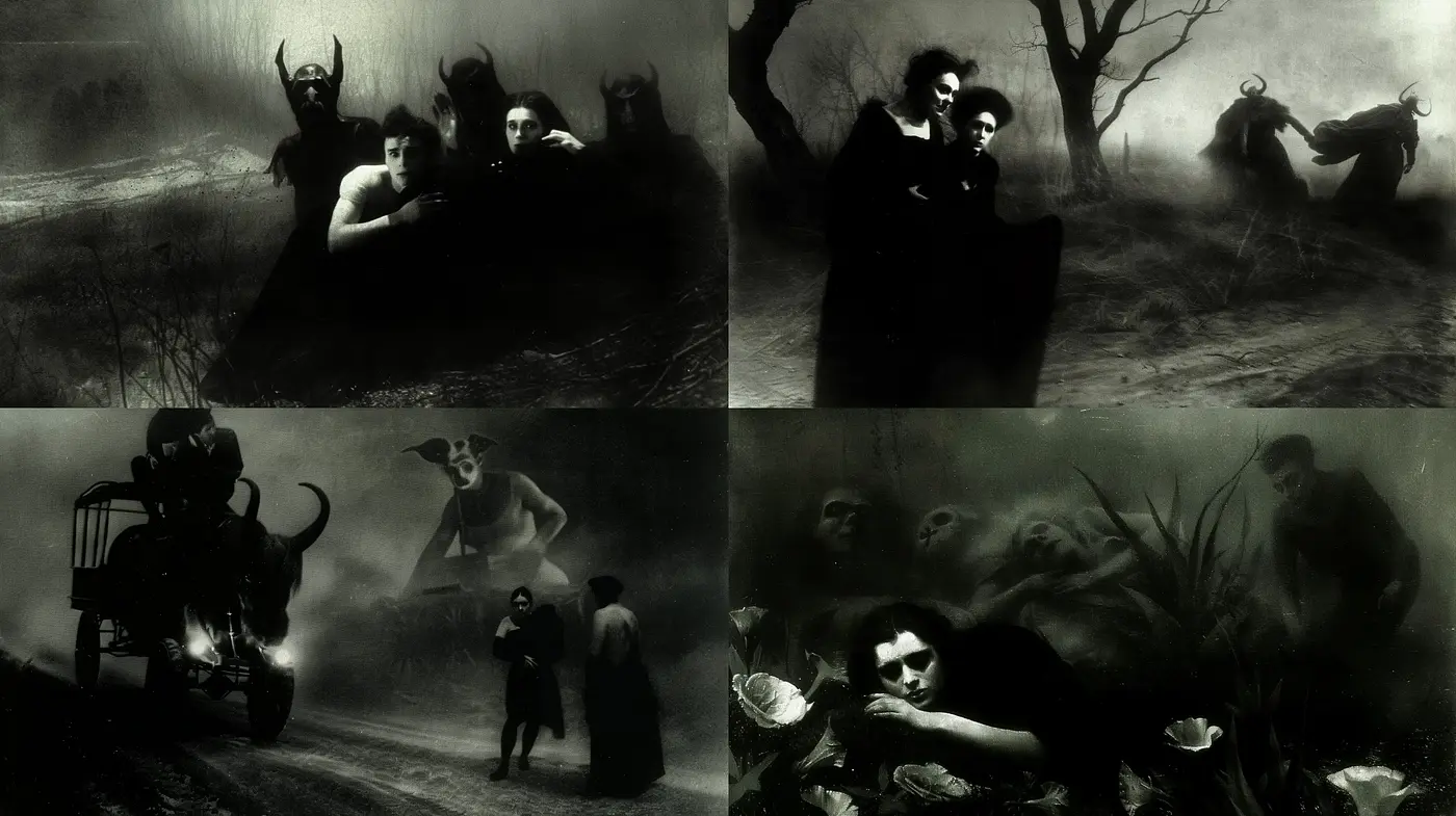 Gothic Whispers in Monochrome Dreams - Midjourney sref style
