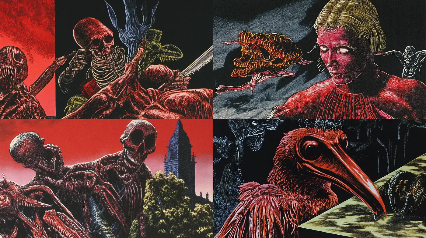 Eerie Tales of Macabre Artistry: A Fusion of Surreal Horror and Vivid Storytelling - Midjourney sref style