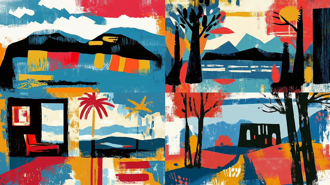 Rustic Expressive Collage with a Warm Vintage Palette - Midjourney sref style