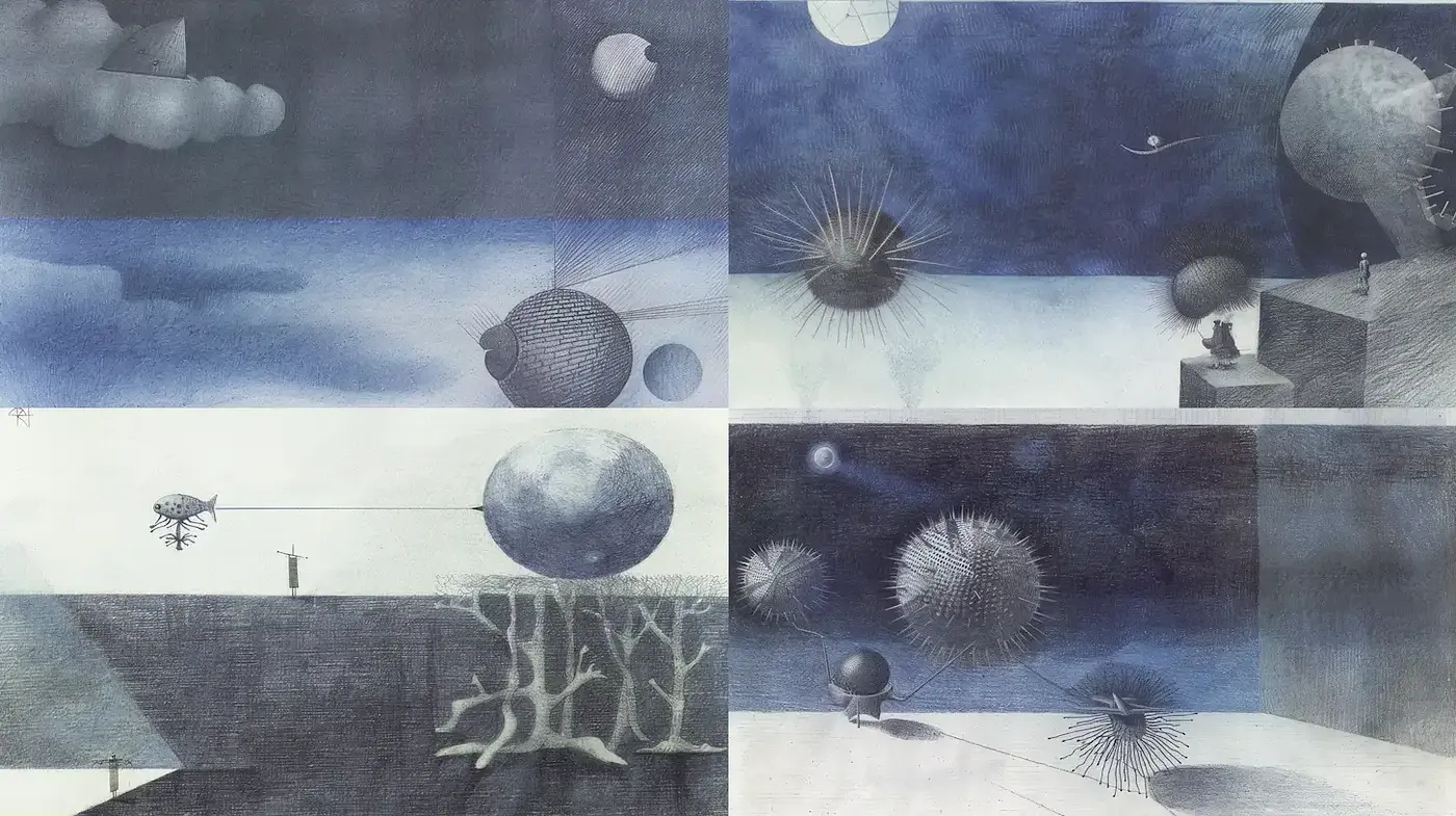 Surrealistic exploration of dreamlike landscapes with ethereal elements - Midjourney sref style
