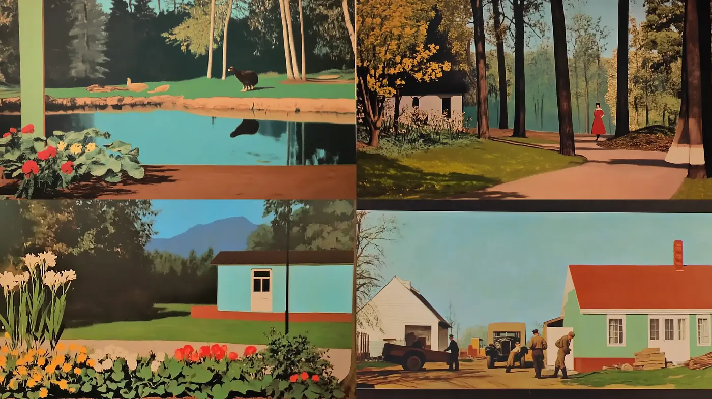 Idyllic Mid-Century Americana Vistas - Midjourney sref style