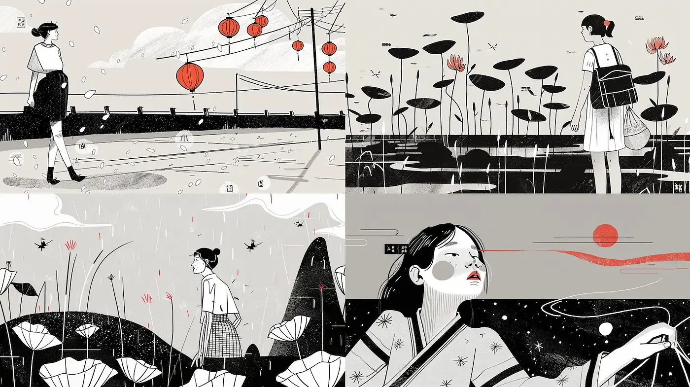 Modern Illustration with Subtle Elegance and Cultural Influence - Midjourney sref style
