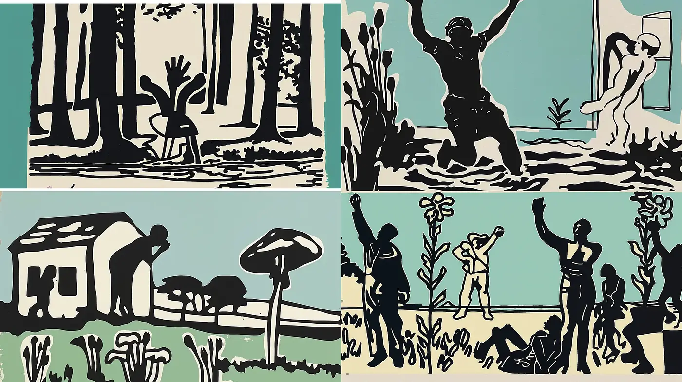 Stylized Vintage Cut-Paper Illustration Series - Midjourney sref style