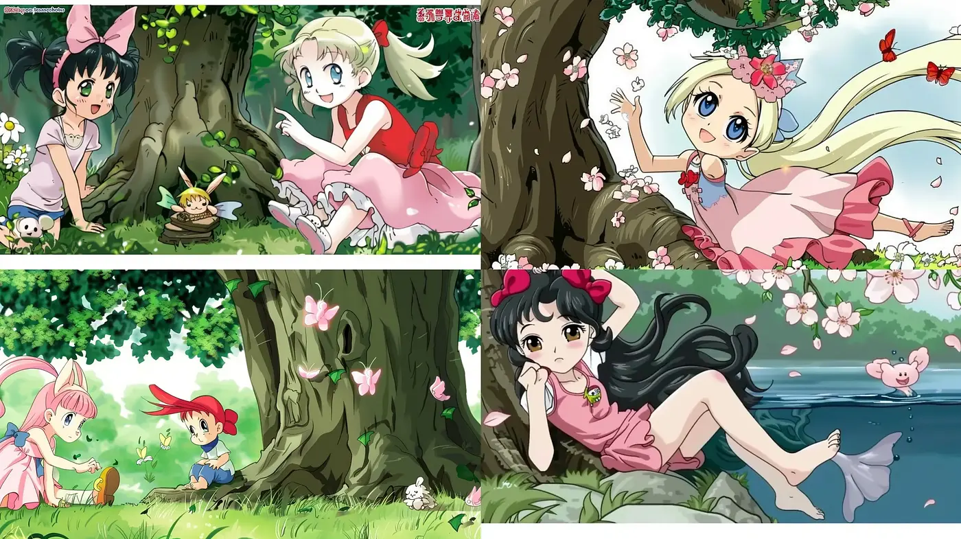 Enchanted Blossom Tales: A Harmonious Anime-Inspired Pastoral Symphony - Midjourney sref style