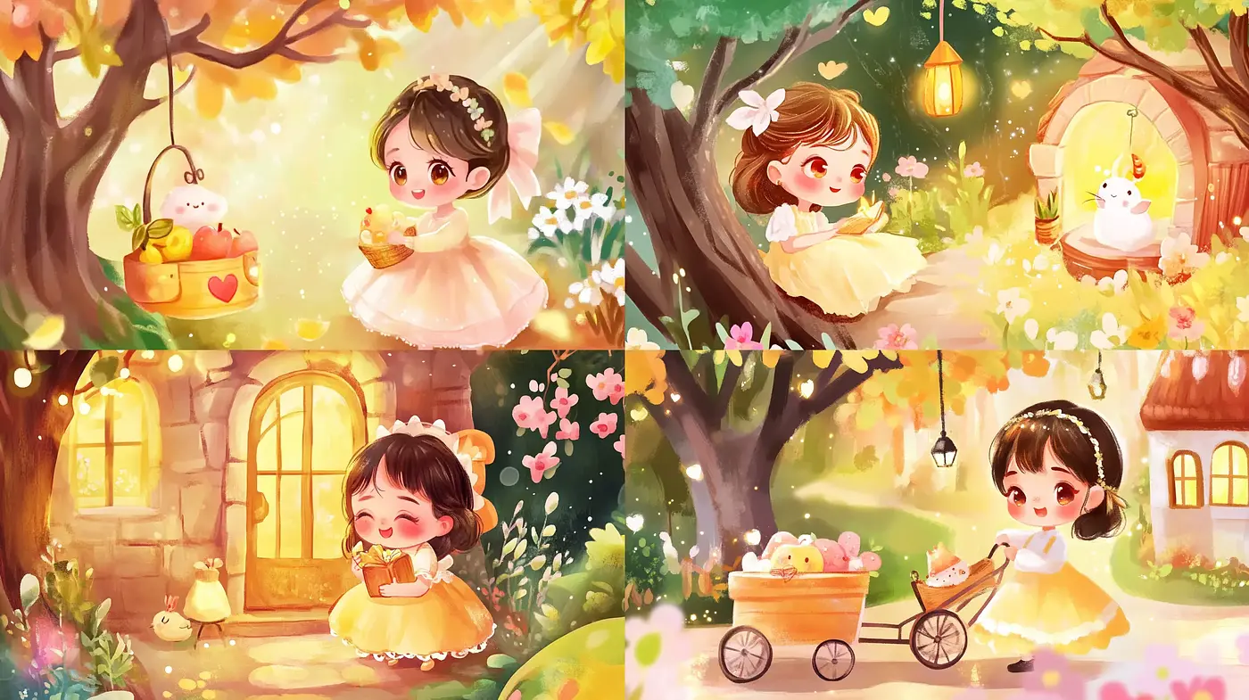 Sunlit Pastoral Whimsy: A Warmhearted Anime-Inspired Digital Brushwork Collection - Midjourney sref style