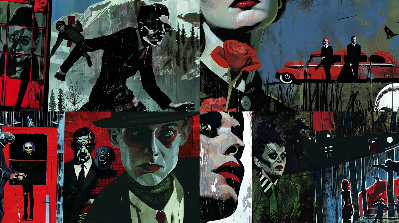 Gothic Noir Graphic Novel Panache - Midjourney sref style