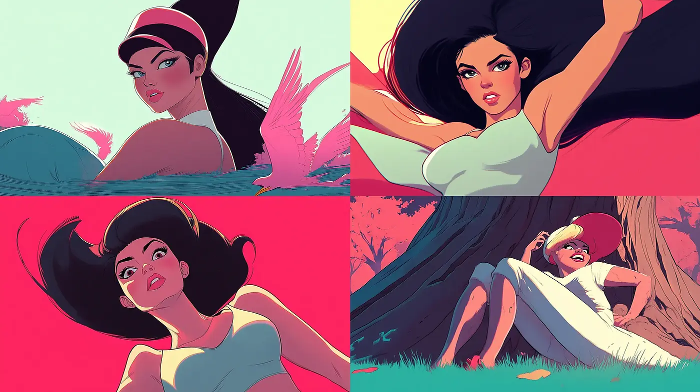 Serene Midcentury Modern Illustrations with Warm Contrasting Hues - Midjourney sref style