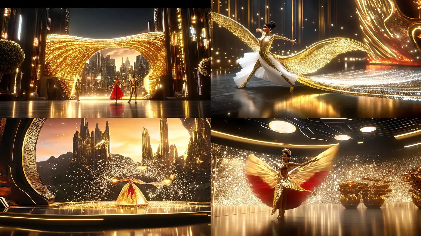 Luminous Elegance: A Dance of Light and Golden Textures - Midjourney sref style