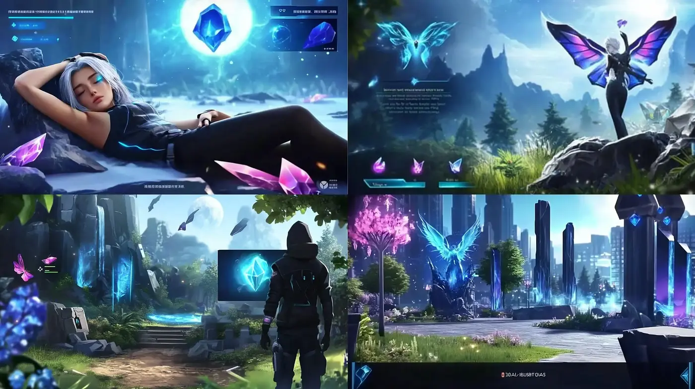 Futuristic Ethereal Dreamscape in Luminous Blues and Purples - Midjourney sref style