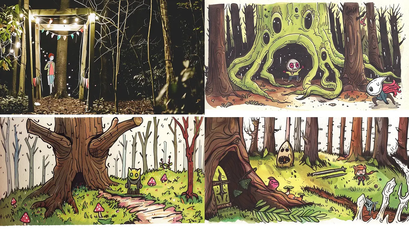 Whimsical Woodland Fantasy with a Cartoonish Flair - Midjourney sref style