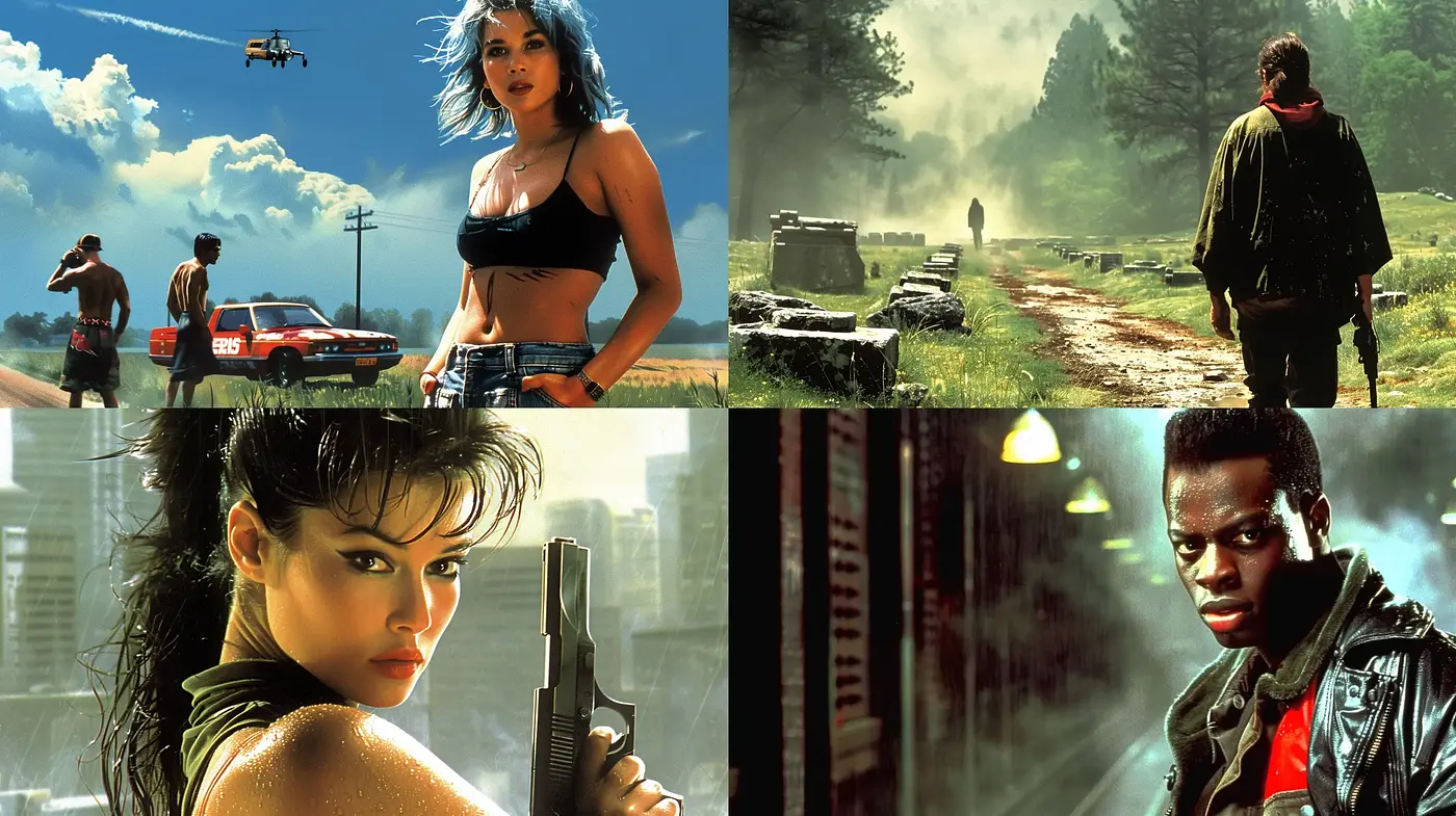 Cinematic Neo-Noir with Vivid Atmospheric Tension - Midjourney sref style