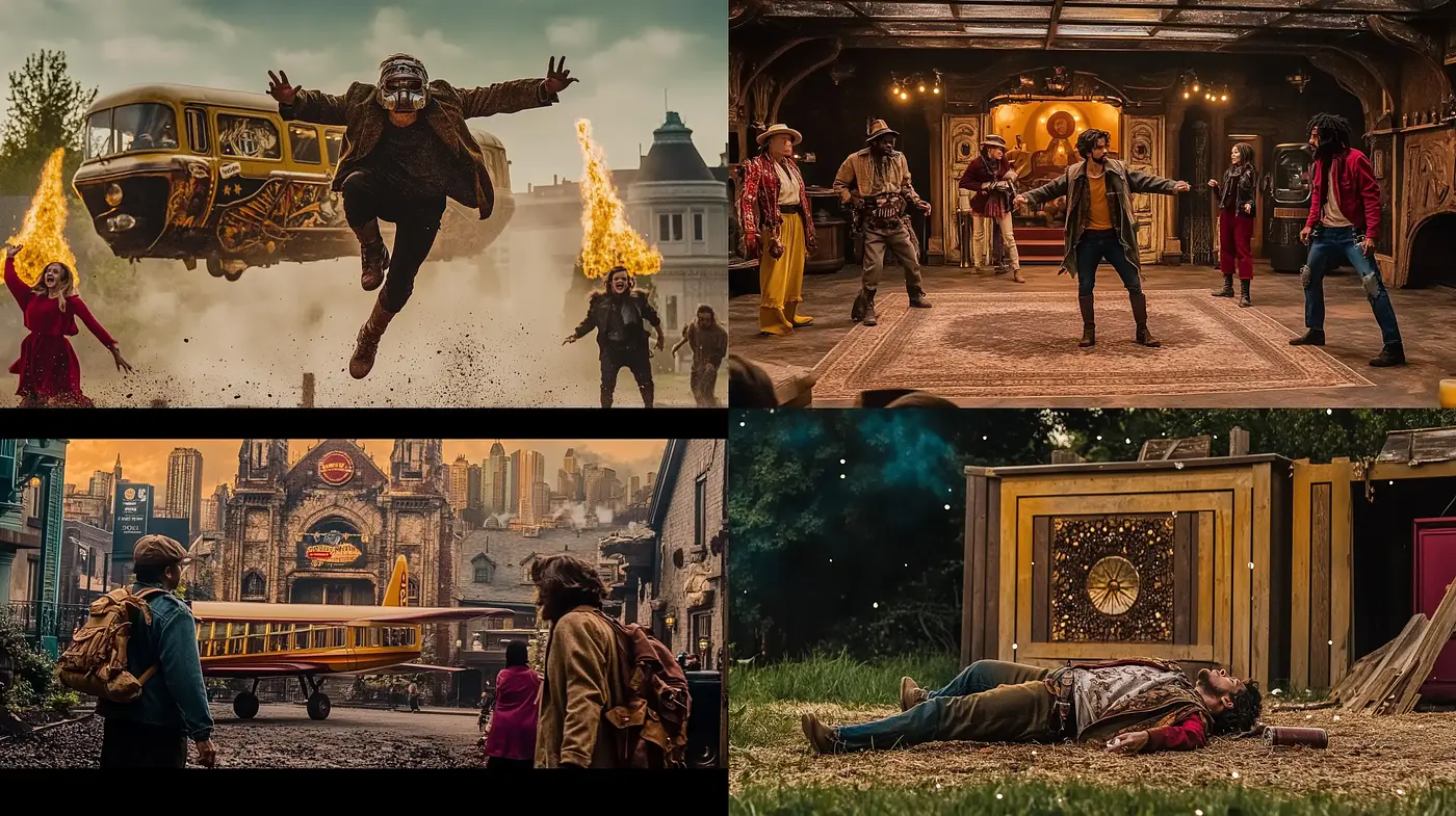 Cinematic Tapestry of Warm Hues and Enthralling Action - Midjourney sref style