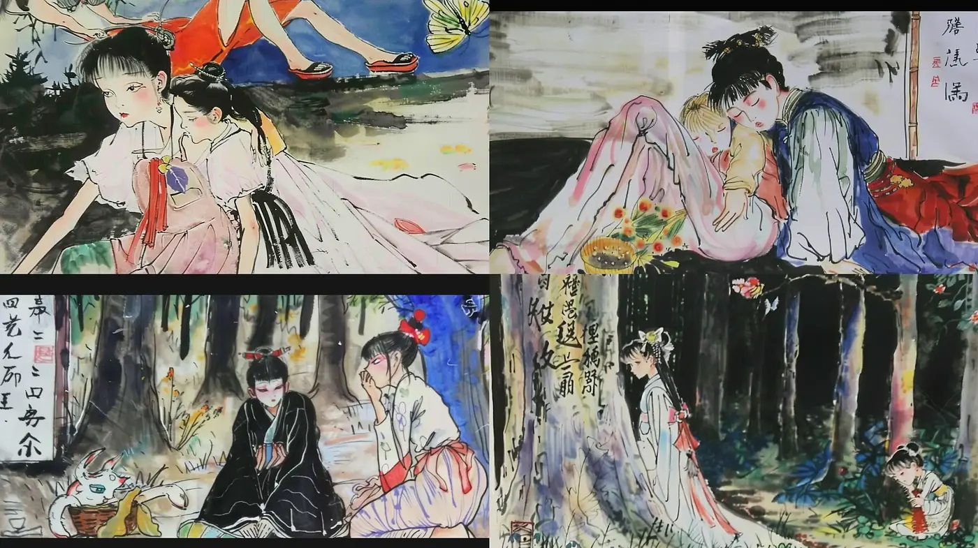 Ethereal Brushwork: A Symphony of Eastern Ink Wash and Vibrant Hues - Midjourney sref style