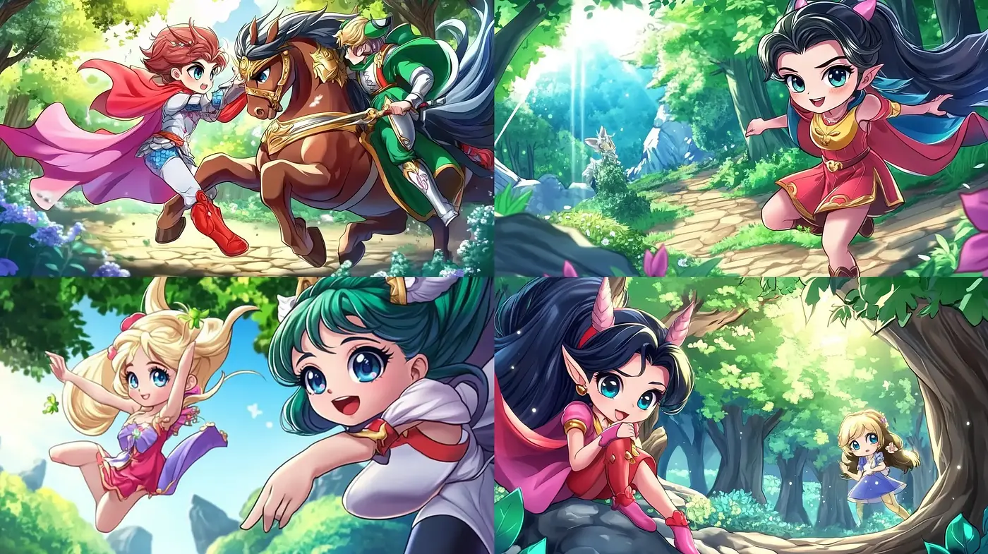 Enchanting Anime-Inspired Fantasia with Lush Nature Backdrops - Midjourney sref style