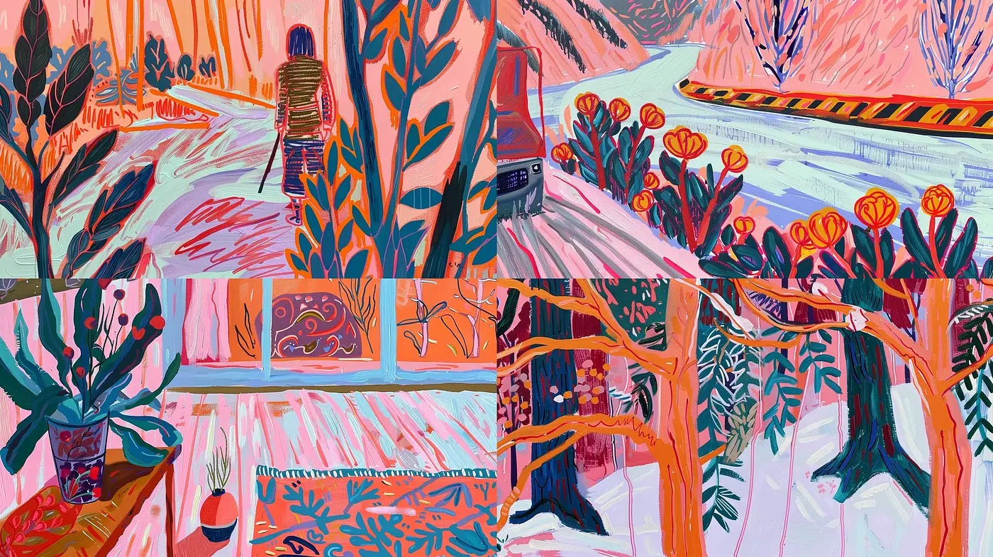 Vibrant Brushstroke Harmony with Expressive Color Fluidity - Midjourney sref style