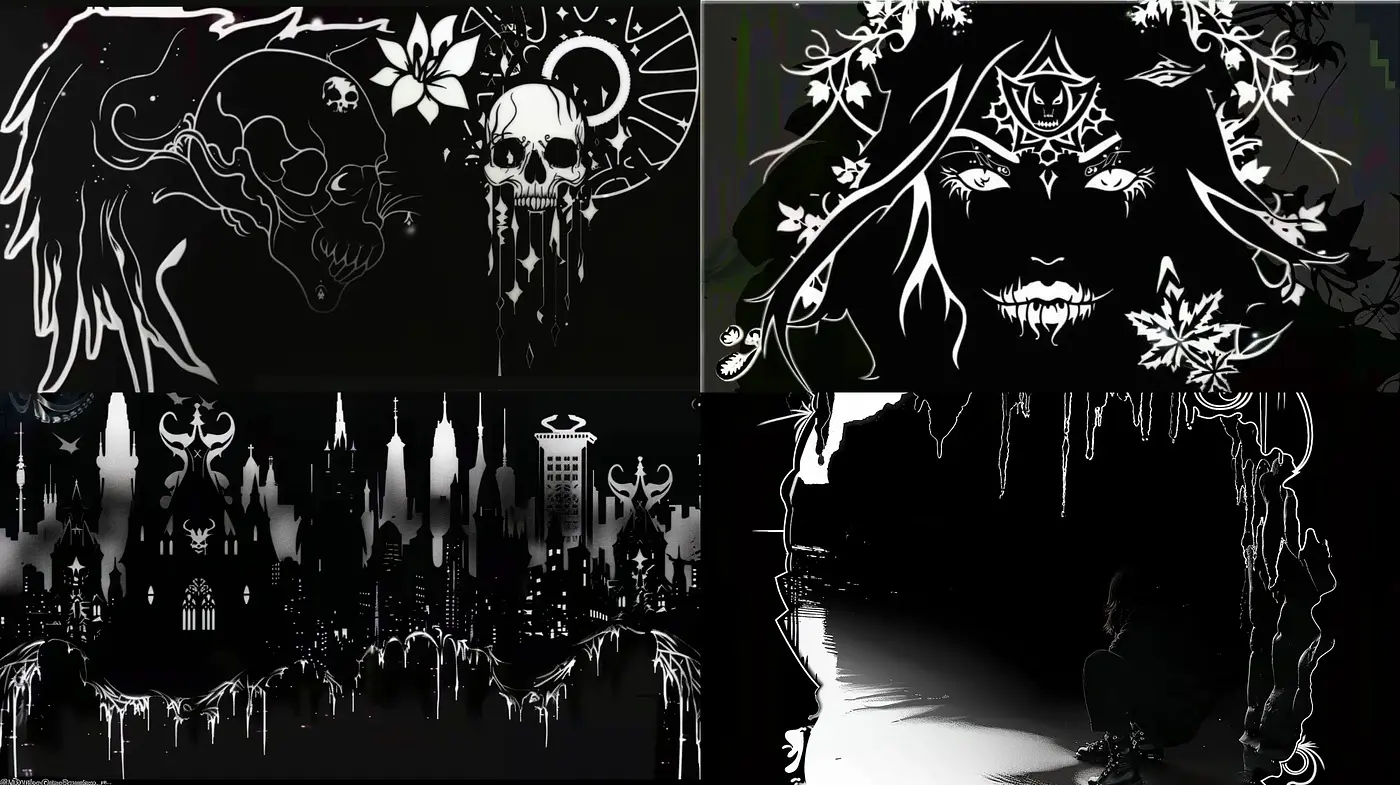 Stark Monochromatic Dreamscape - Midjourney sref style