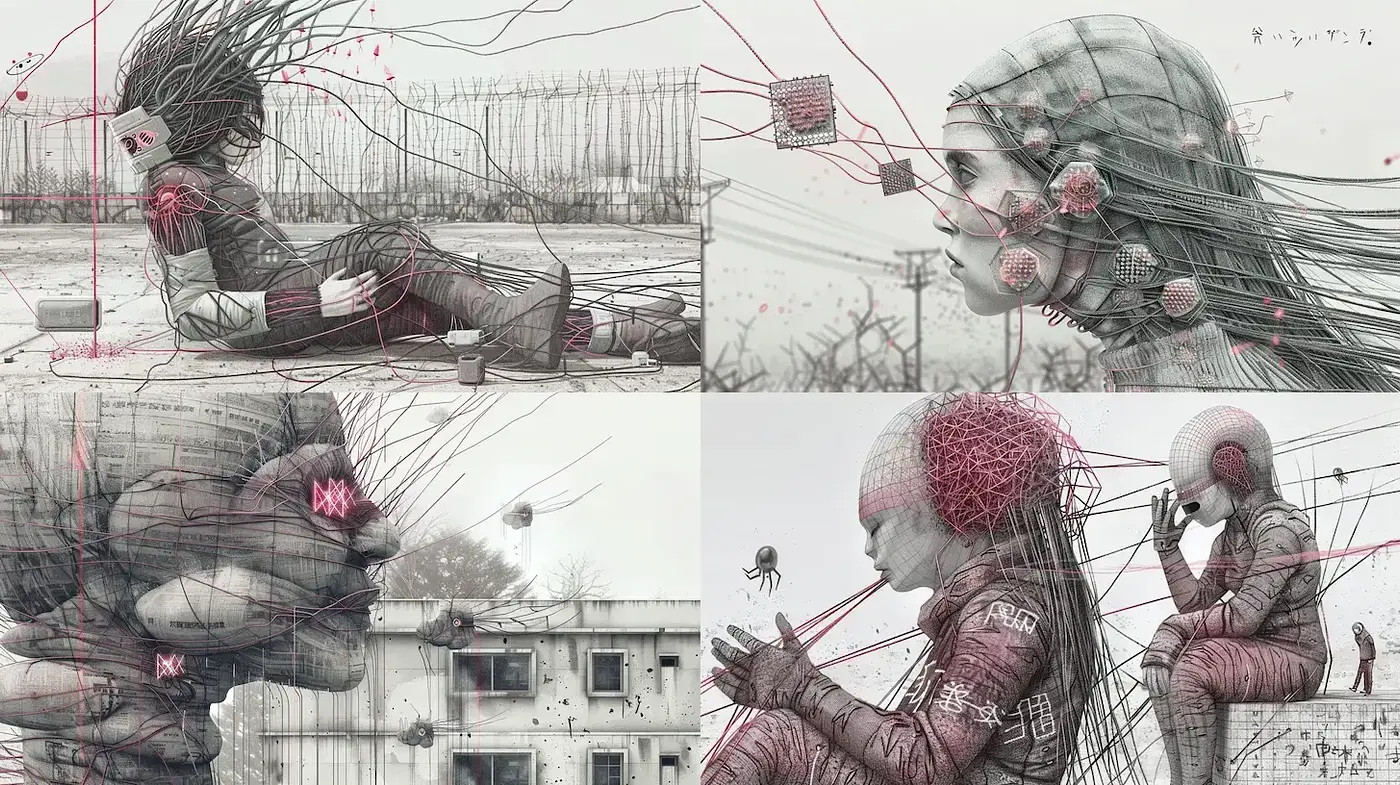 Intricate and surreal visual narrative with an experimental edge - Midjourney sref style