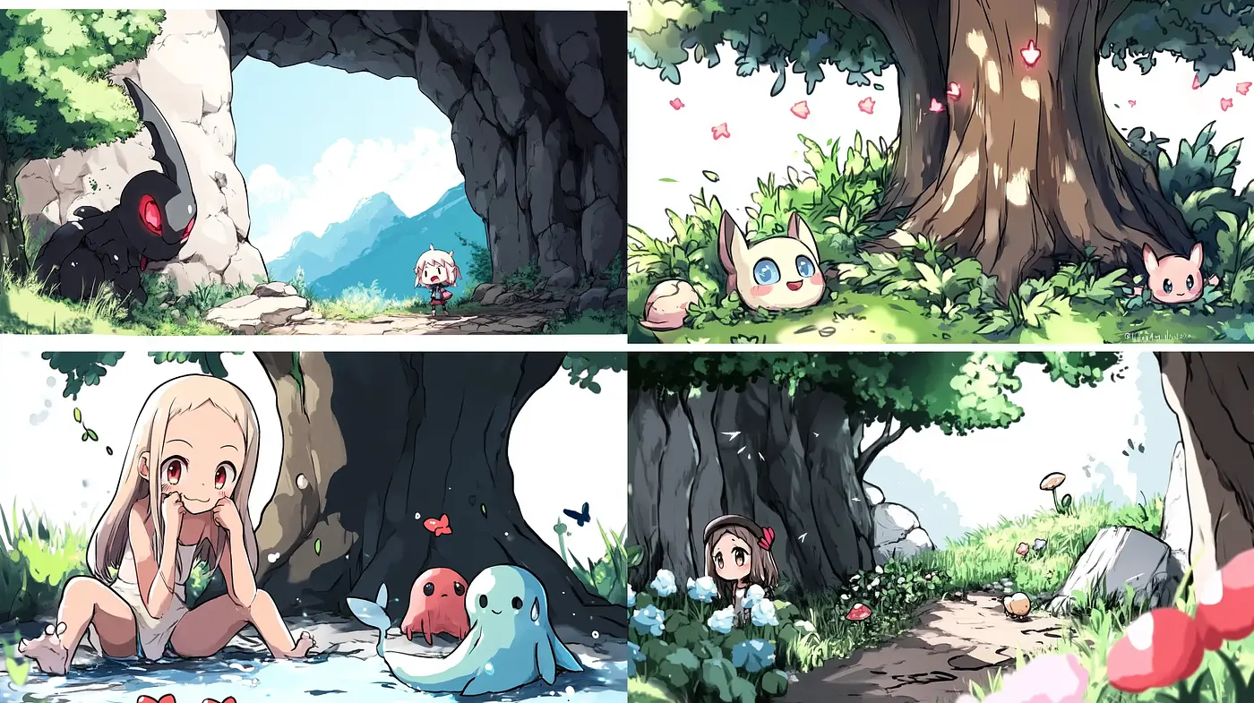 Enchanted Anime-Inspired Natural Scenes with a Playful and Whimsical Essence - Midjourney sref style