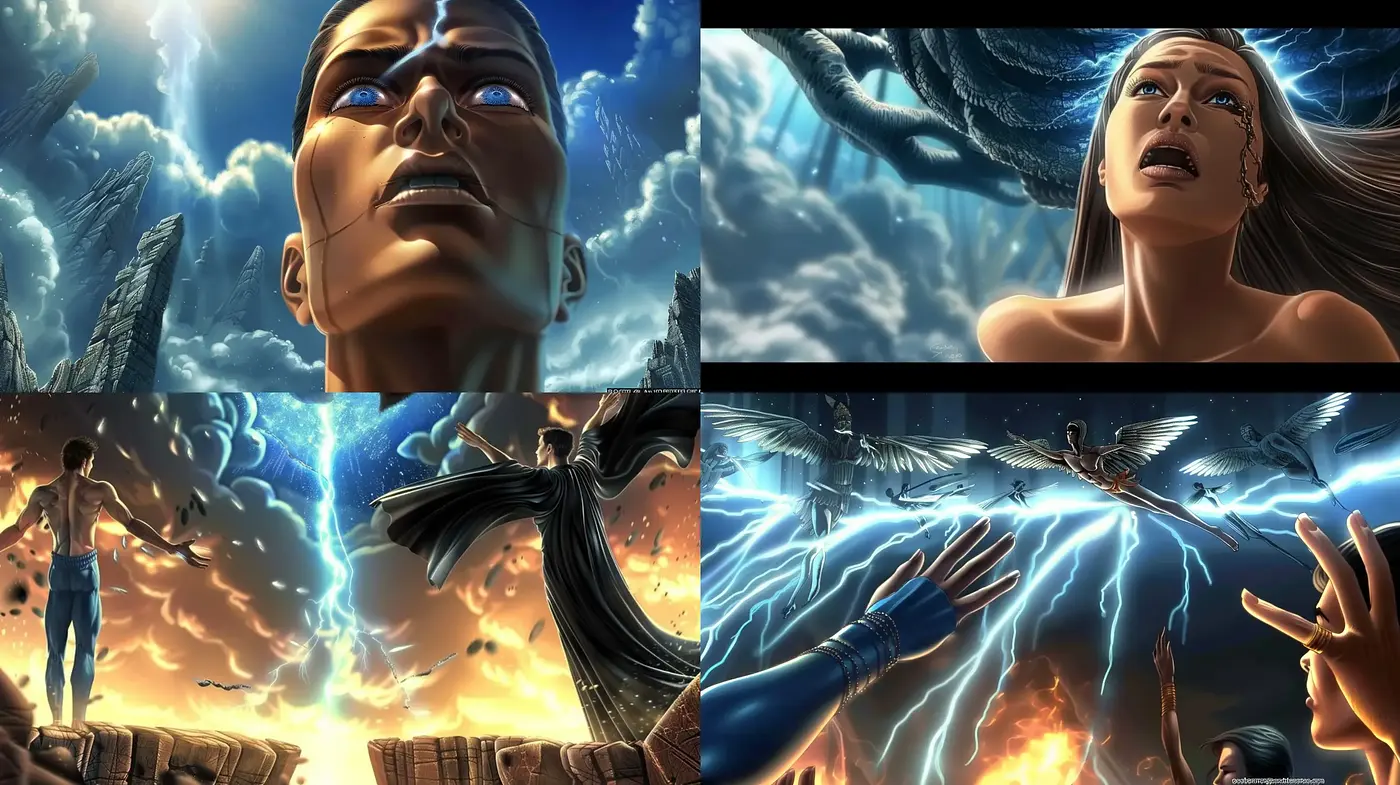 Dynamic Ethereal Skies and Emotive Figuration in Digital Art - Midjourney sref style